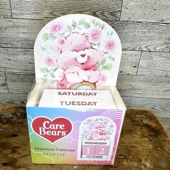 Brand New Care Bears Pink Wooden Block Perpetual Calendar - Picture 1 of 6